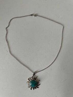 ATI Thailand Sterling Silver Turquoise Pendent .925 with SS necklace  18" chain